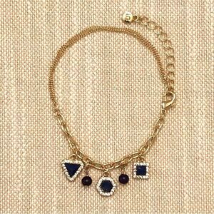 Liz Claiborne | Blue and Crystal Charm Bracelet | 7.5” Adjustable